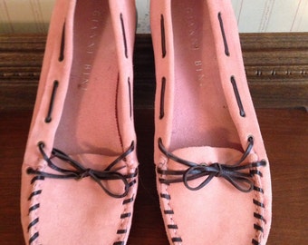 Pink suede mocassins