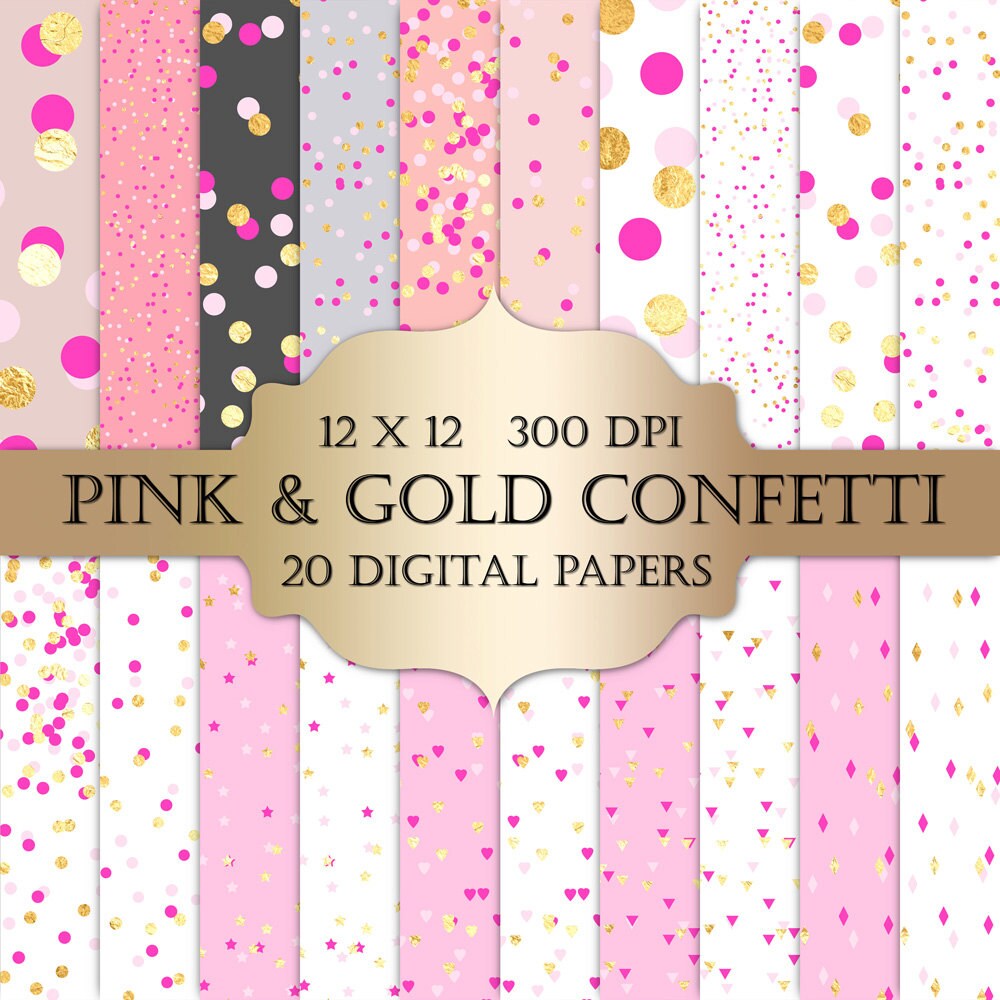 Valentines Confetti digitale papier gold foil confetti roze