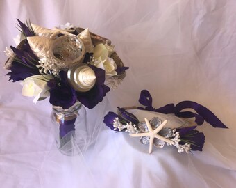 Beach Wedding Bouquet with matching Headpiece