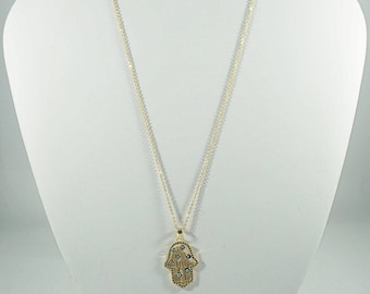 Stainless Steel Evil Eye GOLD Necklace. WHITE.