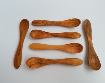 Set of 6 Wooden Small Spoons - Olive Wood Egg Spoons / Baby Spoon - SkandWood - 100% Bio Products