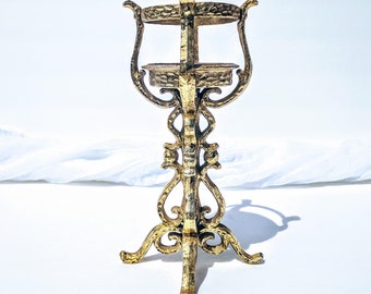 Gold vintage candle holder/ Vintage candle holder/ Gold candle holder/ Gold and black candle holder/ Pillar candle holder