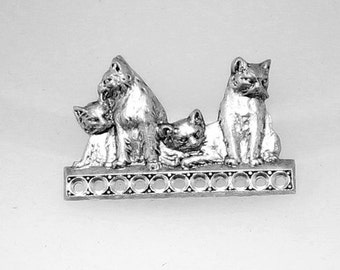 1pcs--Cats, Brass Stamping, Antique Silver, 31x23mm (B34-2)