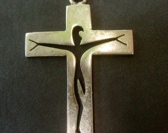 Sterling Cross Pendant Necklace on Sterling Chain
