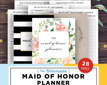 Maid of Honor Planner, Wedding Planner Printable, Maid of Honor Gift Ideas, Will You Be My Maid of Honor, PDF, DIY Notebook