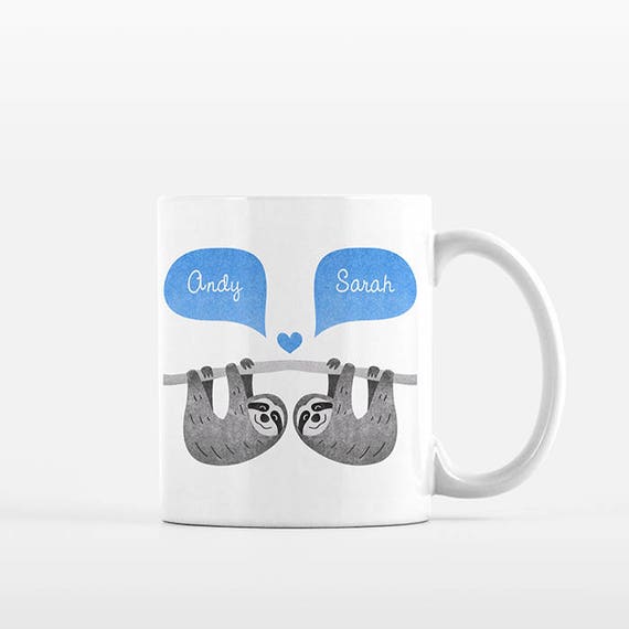 SLOTH Mug Couple Mug Personalized Valentines Day Gift for Him for Her Anniversary Gift Engagement Gift Unique Coffee Mug Personalized Mug