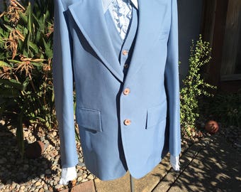 Vintage Powder Blue 3-Piece Tuxedo Set NO PANTS Men's Medium