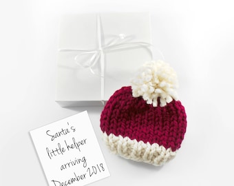 Christmas Pregnancy Announcement, December Baby Reveal, Santa Hat Grandparent Reveal, Gift Set