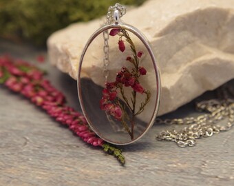 Real flower necklace Flower resin pendant Pressed flower necklace Dried flower pendant Flower jewelry Natural Plan Mothers day gift for mom
