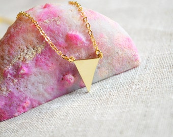 Gold geometric triangle necklace A-090