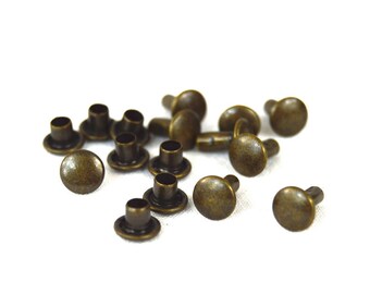Set of 8 rivets double antiqued brass cap