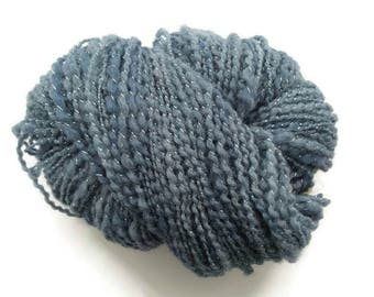 Blue wool yarn, bulky yarn, handspun yarn, art yarn, knitting yarn, weaving, crochet, hand-dyed yarn, handspun yarn