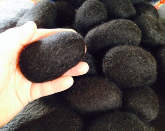10 BULK Jet Black Viking Soft Rocks - Merino Wool
