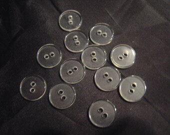 Clear Buttons. Backer buttons. Two hole. 9/16"(14MM). Lot of 20