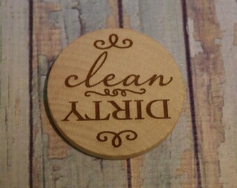 Clean or Dirty Engraved Wood Magnet - Dishwasher Magnet