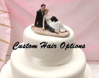 Personalized Wedding Cake Topper - Beach Wedding - Romantic Couple Lounging on the Beach Cake Topper - Romantic - Destination Wedding