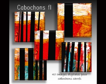 Digital images for square cabochons abstract art