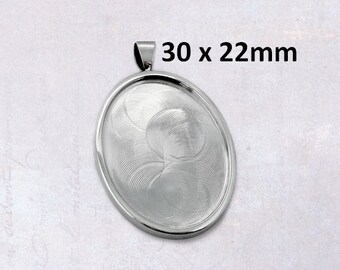 1 x Solid Stainless Steel 30mm x 22mm Oval Cabochon Frame Bezel Setting