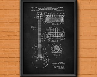 Guitar Art, patent print, guitar patent, patent art, guitar poster, guitar print, electric guitar, guitar wall art, guitar decor