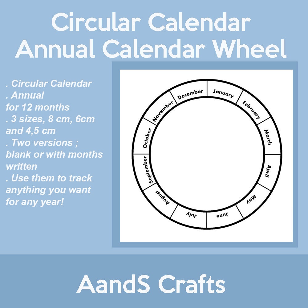 Annual Circular Calendar Calendar Wheel Yearly Blank