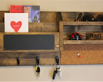 Home Office, Mail Organizer, Rustic Organizer, Key Holder, Mail Holder, File Holder, Cork Board, Chalk Board, Wall Organizer