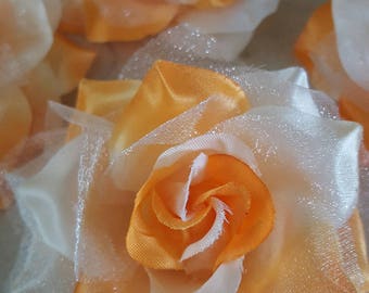 set of 4 appliques flowers two-tone 8/9 cm