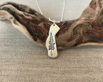 California Redwood Fine Silver Pendant