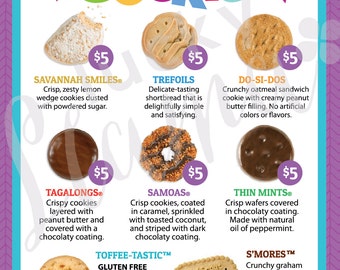 Girl Scout Cookie Menu with prices 8.5 x 11 - printable