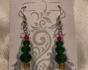 Beautiful Christmas tree bead earrings