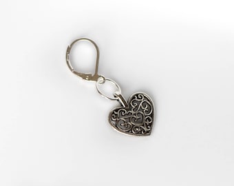 Handmade filigree heart progress keeper / stitch marker
