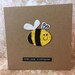 Happy birthday bee card hap-bee birthday handmade embroidery