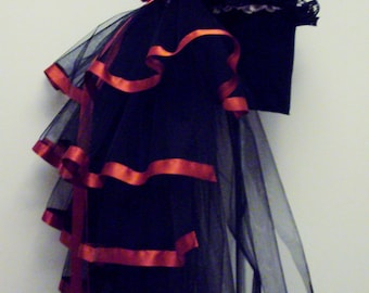 Black Red Burlesque Steampunk Bustle Belt size US 2 4 6 8 10 UK 6 8 10 12 14