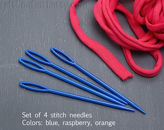 Big eye plastic needles 4 pcs Plastic darning needles Kids crafts Plastic sewing tapestry Wool Sewing needles set Crochet finishing needles