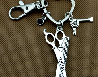 Scissors keychain, hairstylist jewelry, hairdresser jewelry, hairdresser gift, Hair stylist keyring, cosmetologist gift, beautician gift 955