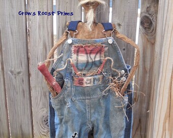 Folk Americana Uncle Sam, canvas, rag stuffed OOAK doll Crows Roost Prims