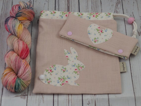 Applique Bunny Sock Knitting Set in Pretty Bouquet