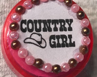 Cowgirl/Western Theme "Country Girl" Retractable Badge/ID Holder