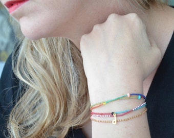 Rainbow Glass Seed Bead Necklace and Bracelet