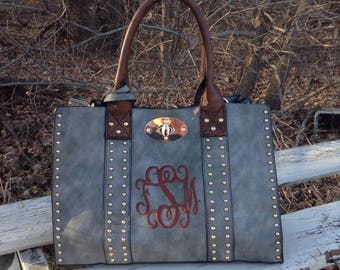 Beautiful studded purse ~ Monogram Purse ~ preppy monogram purse ~ medium size