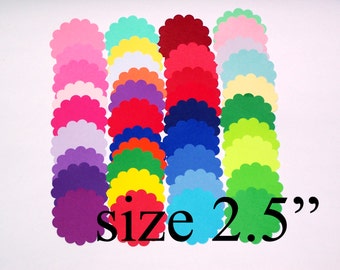 2.5 inch Paper Scalloped Circle Die Cuts / Custom colors