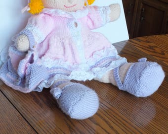 knitted doll with lace