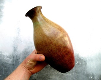 Vintage Metal Vase - Red & Ochre