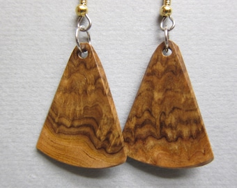 Small Exotic Wood Earrings, Corrugata Burl Handcrafted ecofriendly ExoticwoodJewelryAnd repurposed
