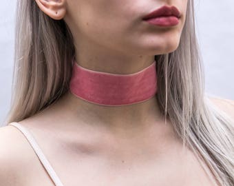 Pink Velvet Choker, Pink Choker, Dainty Pink Choker, Boho Choker, Thin Pink Choker, Grunge Choker, Velvet Ribbon, Choker Velvet Necklace