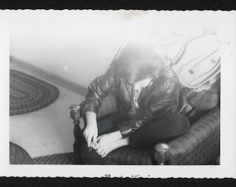 Vintage Snapshot Photo Woman Cutting Toenails 1960's, Original Found Photo, Vernacular Photography