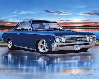 1967 Chevelle SS Hardtop Muscle Car Art Print w/ Color Options