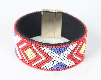 Beaded Pattern Band Cuff Bracelet