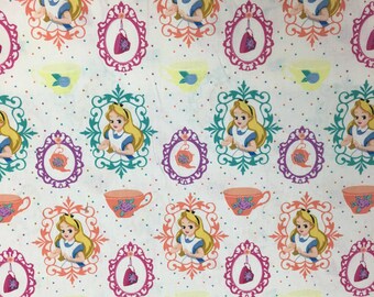 Disney Alice in Wonderland White Fabric, 1 Yard