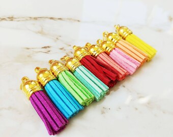Gold Capped Leather Tassel // 1 PC