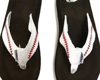 Baseball Flip Flops, Flip Flops, Cloth Base Ball Flip Flops, Sandals Baseball Flip Flops
